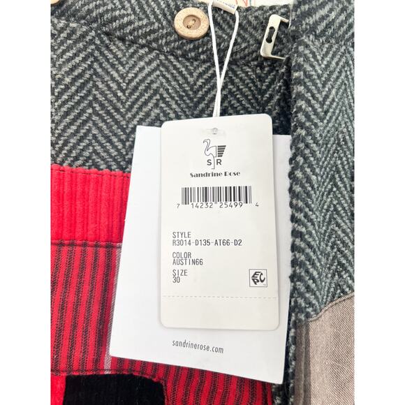 NEW Free People Sandrine Rose Reclaimed Women's Patchwork Pants 30 Red Gray - Picture 4 of 7